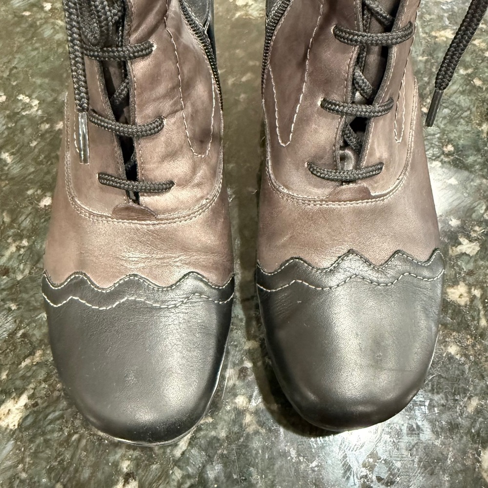 Lace Up Ankle Boots Leather Booties Snakeskin Metallic Brown Gray Black Women 40 - Picture 8 of 9